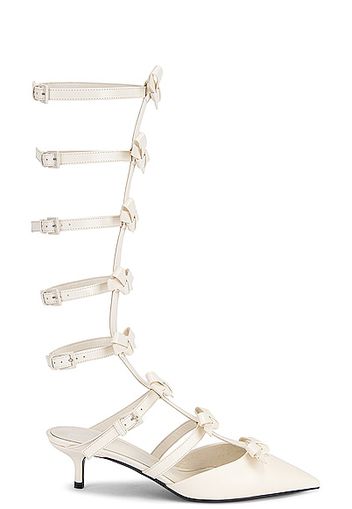 Valentino Garavani French Bows Ankle Strap Sandals in White