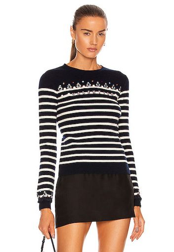 Valentino Embroidered Sweater in Navy