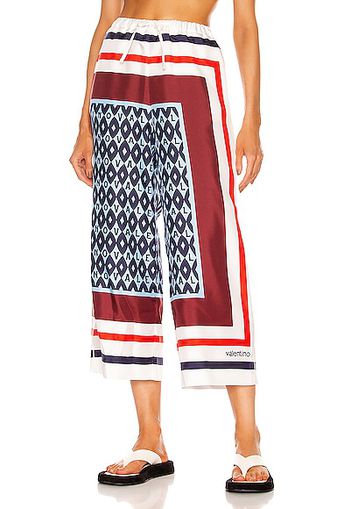 Valentino Twill Foulard Archive Pant in Blue,Burgundy