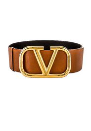 Valentino Garavani V Logo Buckle Belt in Tan