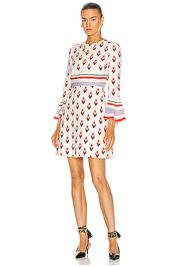 Valentino Printed Mini Dress in White,Red,Abstract