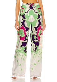 Valentino Floral Wide Leg Pant in White