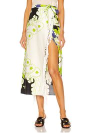 Valentino Garavani Floral Tie Midi Skirt in Green