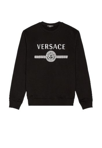 VERSACE Cotton Logo Sweatshirt in Black