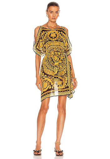 VERSACE Barocco Short Sleeve Dress in Yellow