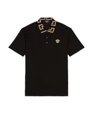 VERSACE Taylor Fit Polo in Black,Metallic Gold
