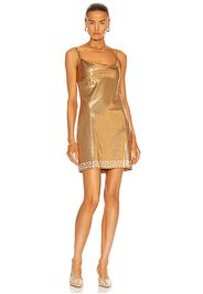 VERSACE Metal Mesh Mini Dress in Metallic Gold