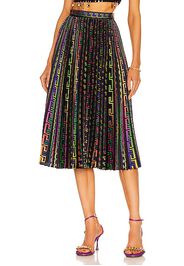 VERSACE Neon Greek Pleated Skirt in Black