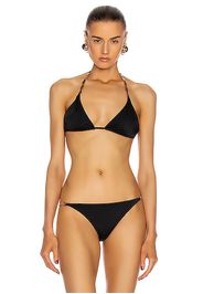 VERSACE Triangle Bikini Top in Black