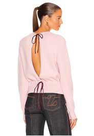 Victoria Beckham Split Back Crewneck Sweater in Pink