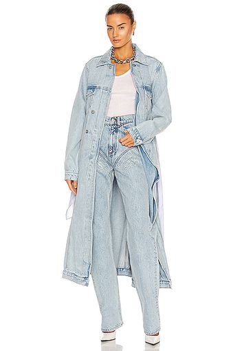 Y/Project Pulled Lining Denim Coat in Denim-Light