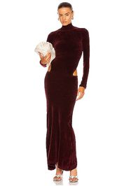 Y/Project Cut Out Long Dress in Burgundy