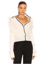 Y/Project Classic Ruffle Necklace Cardigan in Cream