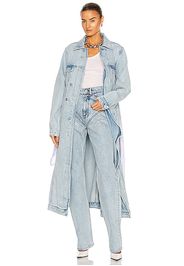 Y/Project Pulled Lining Denim Coat in Denim-Light