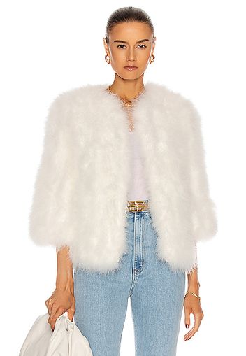 Yves Salomon Feather Jacket in White