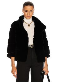 Yves Salomon Rex Rabbit Band Jacket in Black