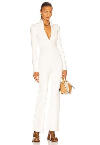 Zeynep Arcay Knit Flare Catsuit in White