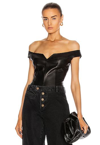 Zeynep Arcay Princess Leather Bodysuit in Black