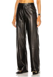 Zeynep Arcay Low Waist Leather Pants in Black