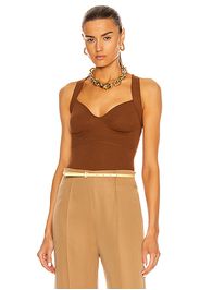 Zeynep Arcay Vintage Knit Bodysuit in Brown