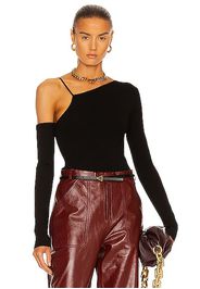 Zeynep Arcay Asymmetric Knit Bodysuit in Black