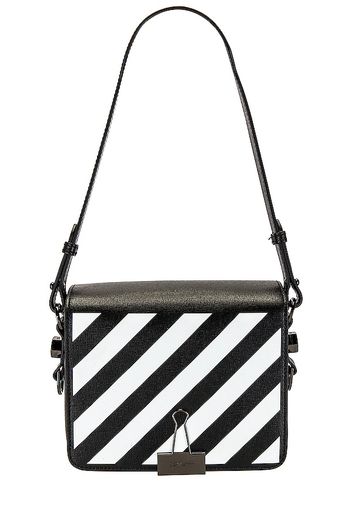 OFF-WHITE: Off White saffiano leather tote bag with diagonal print