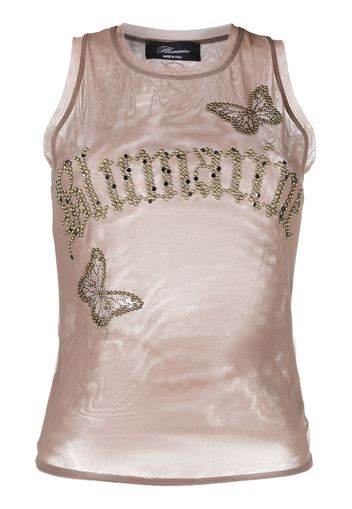 BLUMARINE - Logo Tulle Top Tank