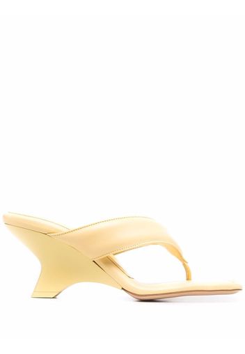 GIA COUTURE - Leather Puffy Thong Heel Mules