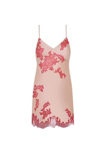 Agent Provocateur Christi Short Dress In Nude And Red Silk