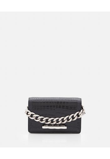 CROC LEATHER MINI FOUR RING CLUTCH