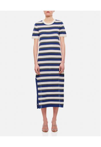 STRIPED CASHMERE MIX LONG DRESS