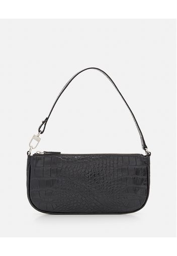 RACHEL CROCO EMBOSSED LEATHER SHOULDER BAG