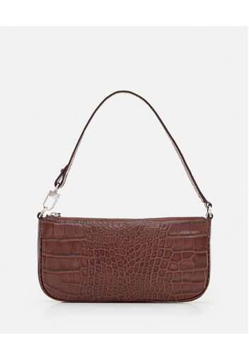 RACHEL CROCO EMBOSSED LEATHER SHOULDER BAG