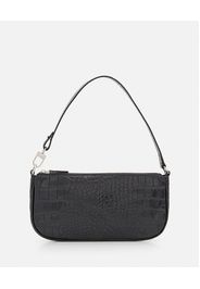 RACHEL CROCO EMBOSSED LEATHER SHOULDER BAG