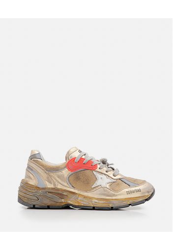 RUNNING DAD NET AND LAMINATED LEATHER SNEAKERS