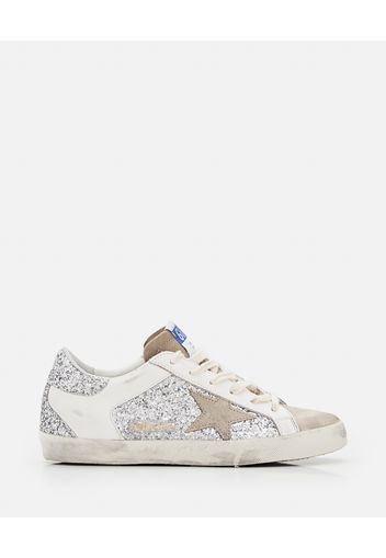 SUPERSTAR GLITTER AND LEATHER SNEAKERS