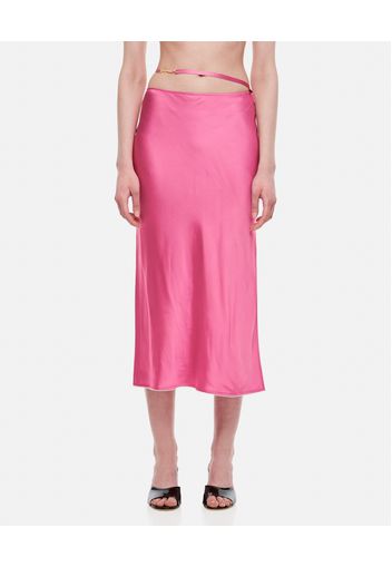 LA JUPE NOTTE SATIN MIDI SKIRT