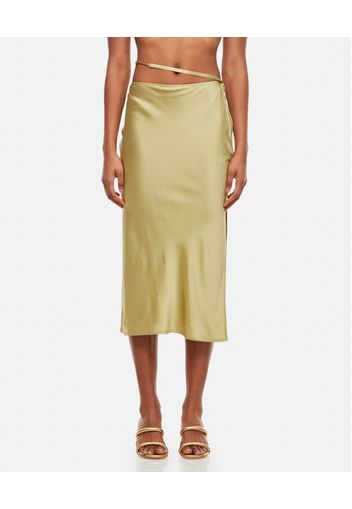 LA JUPE NOTTE SATIN MIDI SKIRT