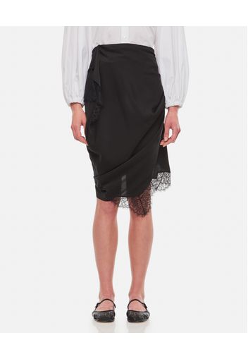 SATIN MIDI SKIRT WITH LACE DETAIL