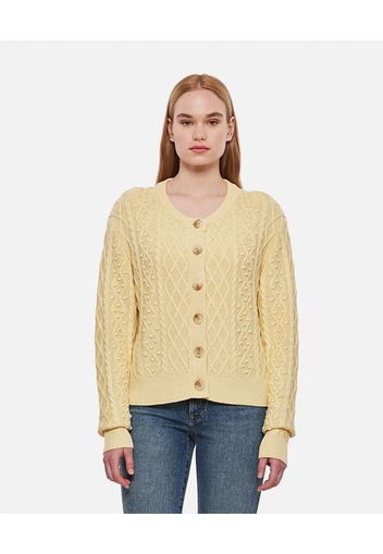 VILM CABLE KNITTED SILK AND LINEN CARDIGAN