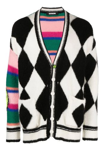 Patterned-Intarsia Panelled Cardigan