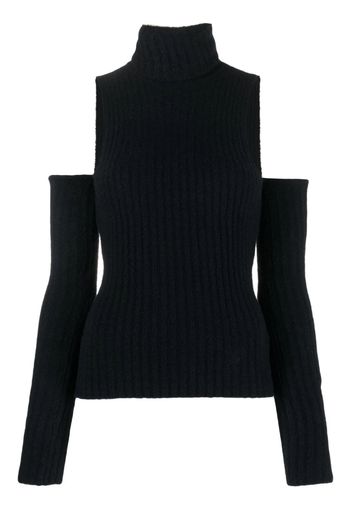 Detachable-Sleeves Ribbed-Knit Top