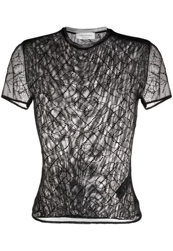 Logo-Embellished Mesh Top