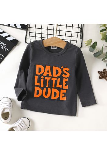 Baby Boy Letter Print Round Neck Long-sleeve Tee