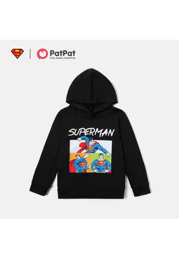 Superman Kid Boy Letter Print Black Hoodie Sweatshirt