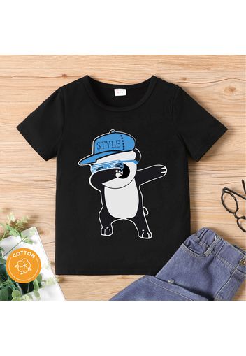 Kid Boy 95% Cotton Animal Panda Print Short-sleeve Tee