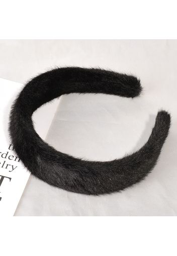 Women Pure Color Fluffy Fleece Headband Makeup Cosmetic Shower Hairband Hair Accessory