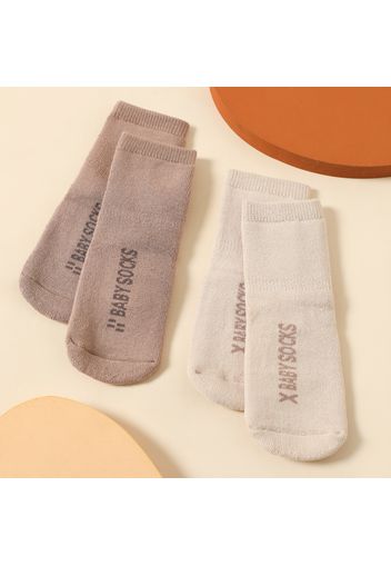 2-pack Baby / Toddler Letter Print Winter Warm Floor Non-slip Glue Socks