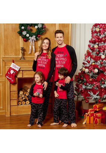 Christmas Letter Print Family Matching Pajamas Sets（Flame resistant）