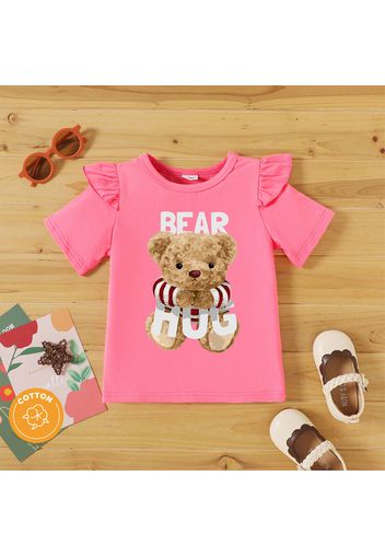 Toddler Graphic Flutter-sleeve Deep pink Short-sleeve Tee